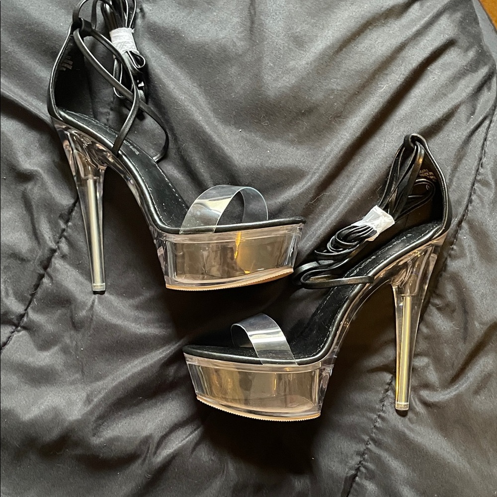 Elegant Black and clear Platform Heels fashion nova